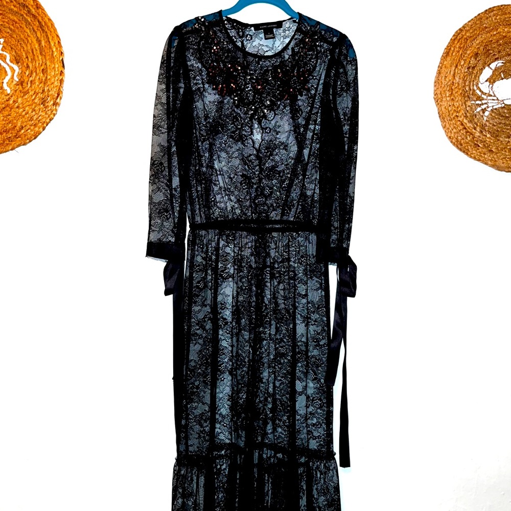 Marc Jacobs Black Lace and Sequin ALine Dress